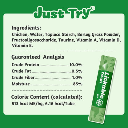 Close up of Just Try cat grass treat ingredients