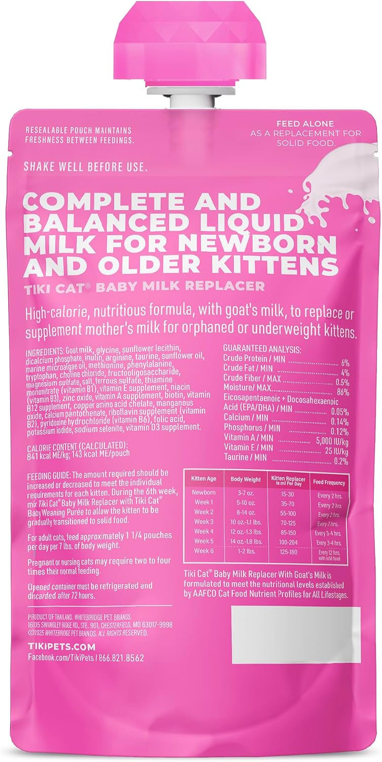 Tiki Pets authentic imported USA kitten milk replacement formula