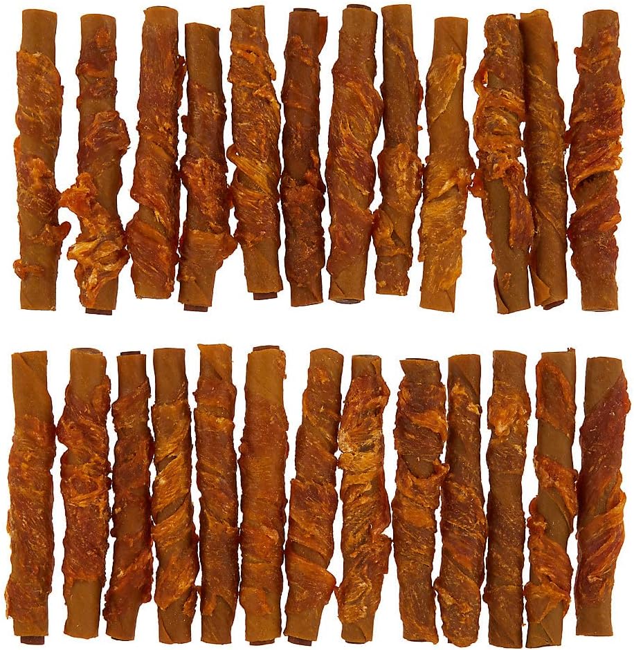 Twenty-five pack of five inch long gourmet dog treats by QueenMew.