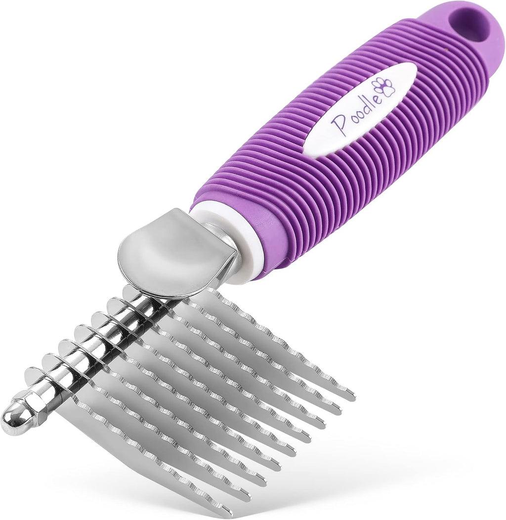Poodlie poodle pet grooming tool close up on stainless steel blades