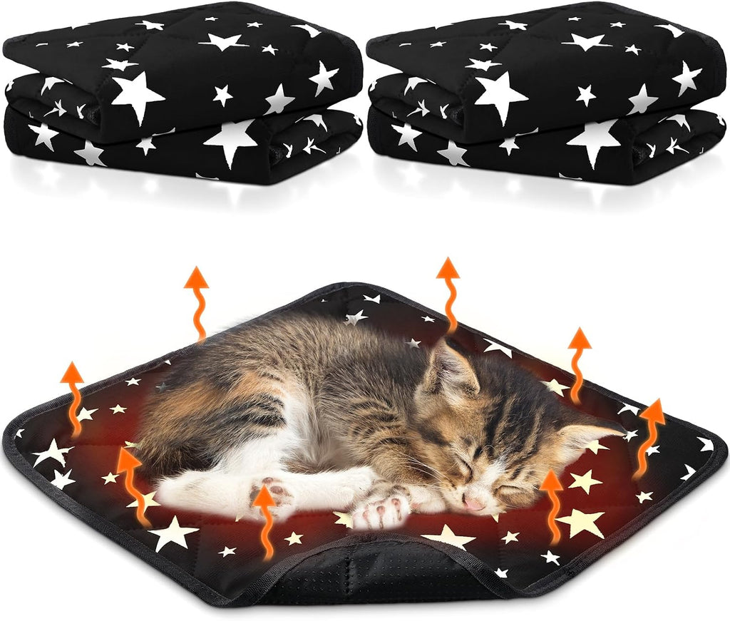 Namalu 4 Pack Self Warming Cat Bed Self Heating Cat Mat Star Pattern Soft Dog Crate Pad Thermal Pet Mat Anti Slip Kennel Dog Washable Warming Bed for Outdoor Indoor(12 x 12 Inch,Brown) - Image 9