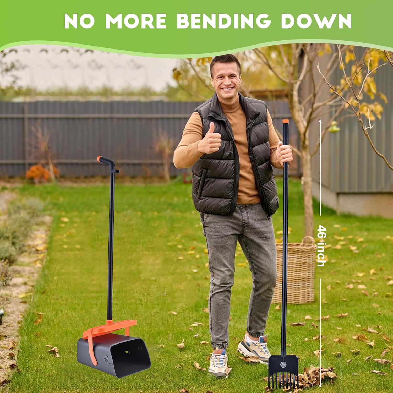 Ilongood adjustable forty six inch pet waste collector being adjusted for ergonomic height.