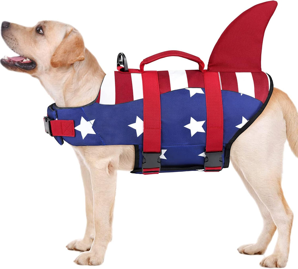 Malier Ripstop American Flag Vest side view with shark fin design