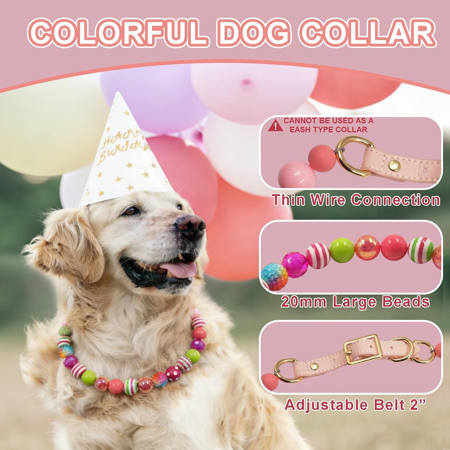 Durable vinyl-coated stainless steel wire core inside the premium pet jewelry necklace.