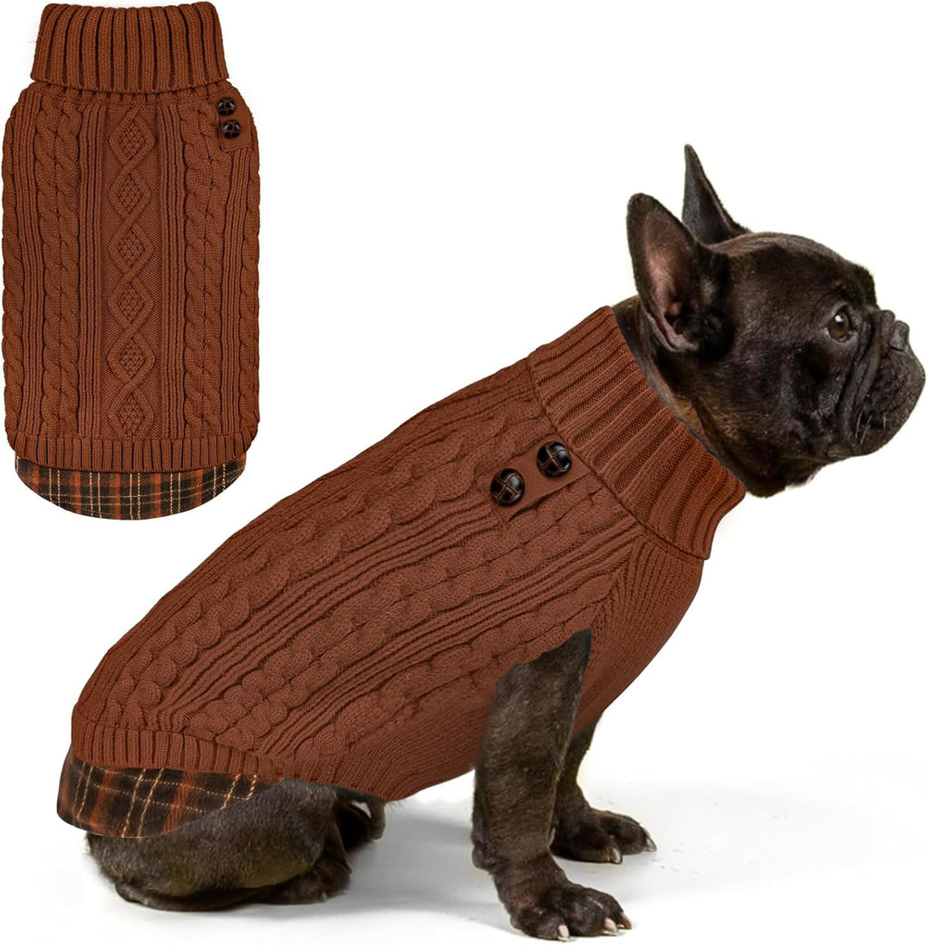KYEESE Dog Sweater Soft Pullover Dog Sweaters for Small Dogs Male Warm Turtleneck Small Dogs Sweater with Gingham Patchwork Stretchy Knitwear Cat Clothes Comfy Pet Coat for Fall Winter Cold Weather - Image 13