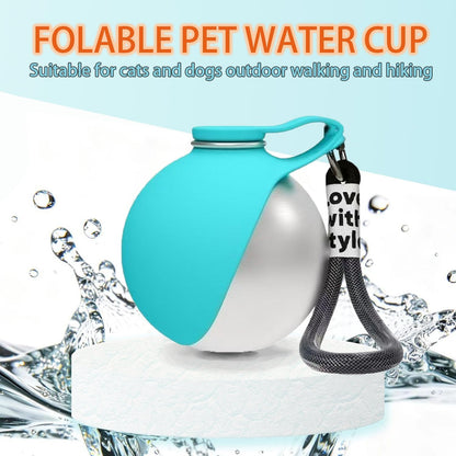 Small puppy drinking fresh water comfortably from the food grade folding silicone dish.