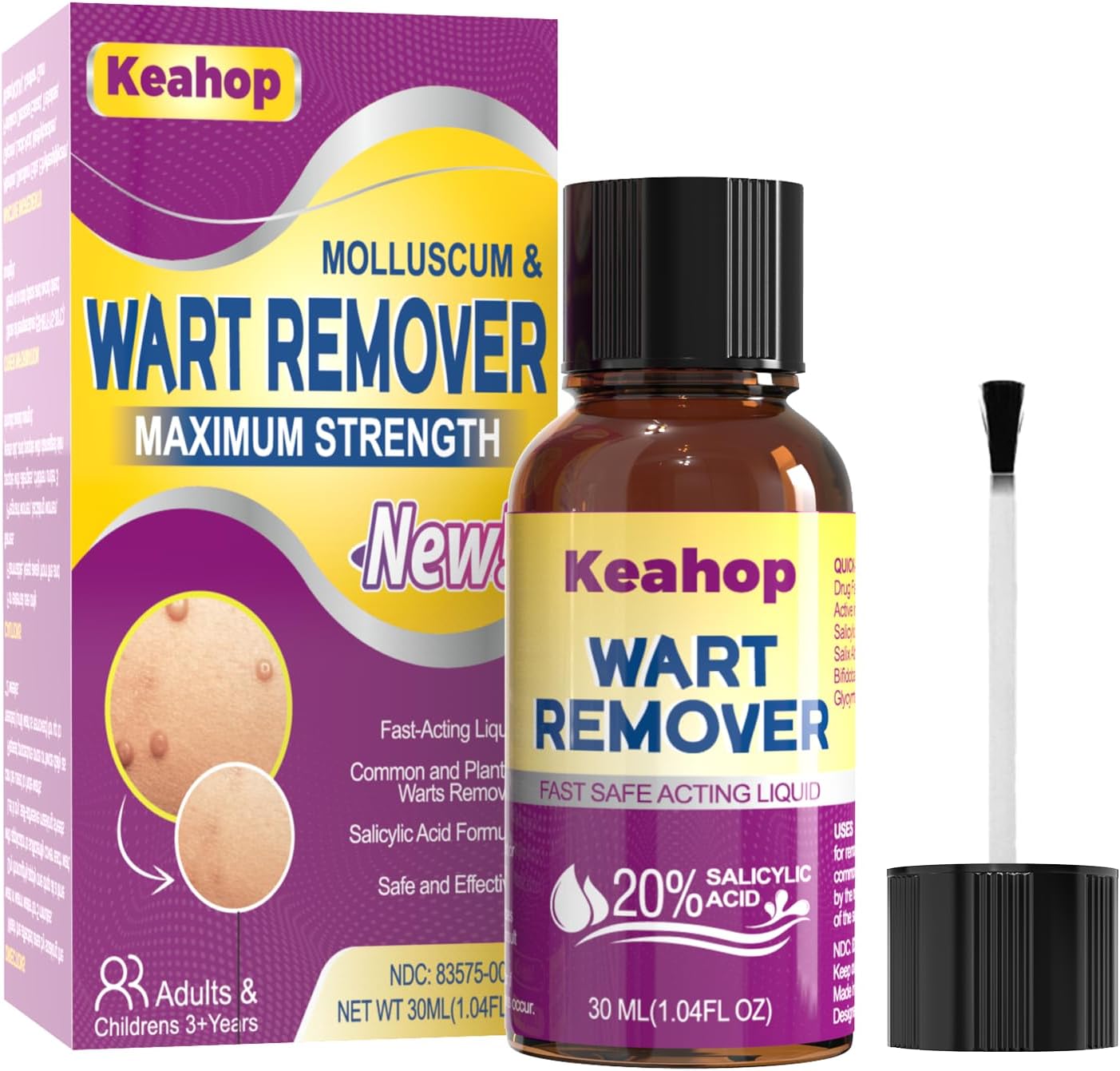 Keahop Liquid Wart and Corn Gel front view maximum strength salicylic acid treatment.
