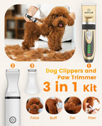 Cordless low noise pet hair trimmer with standard gold blade and digital display
