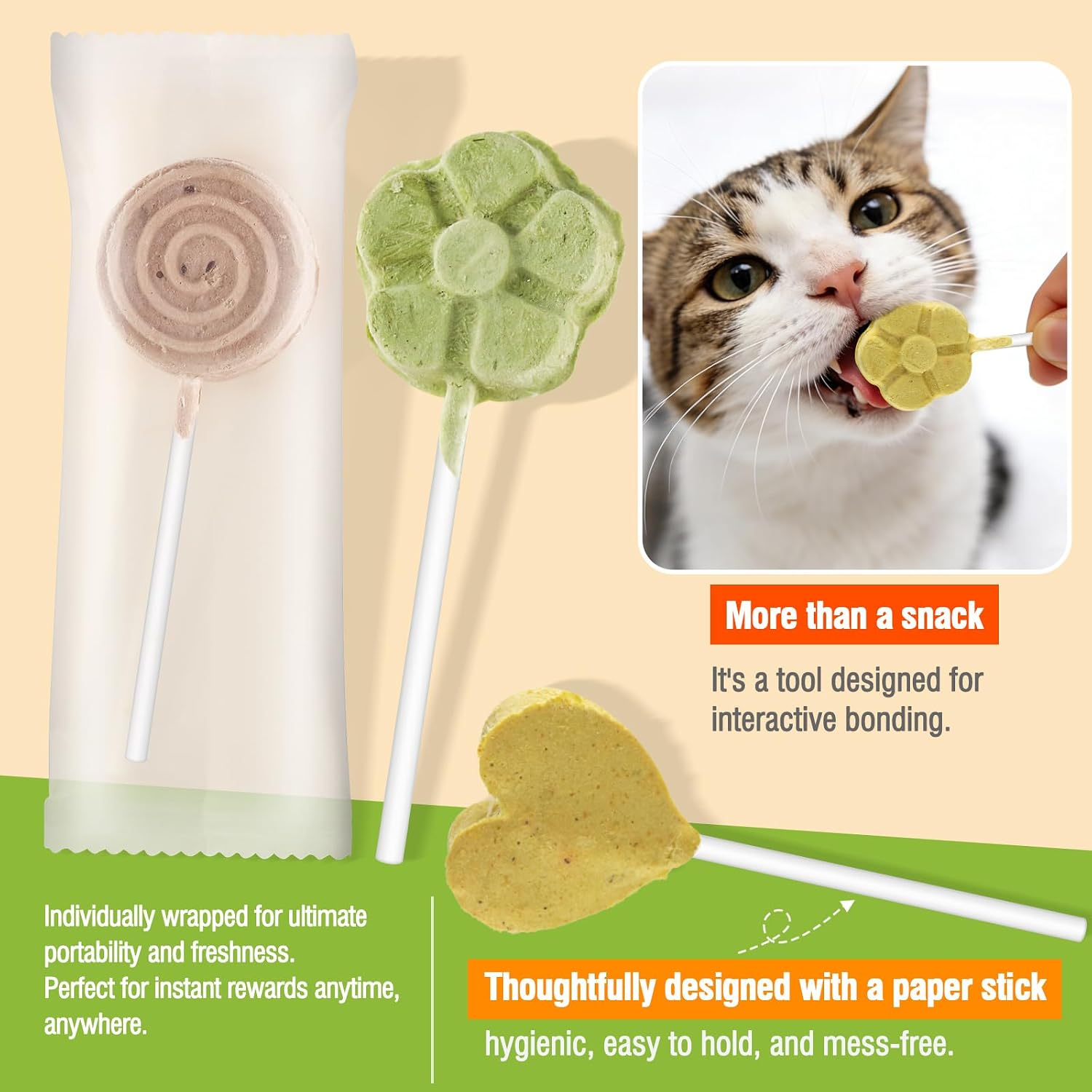 Nutrient rich freeze dried snacks highlighting the catgrass flavor for digestive and hairball support.