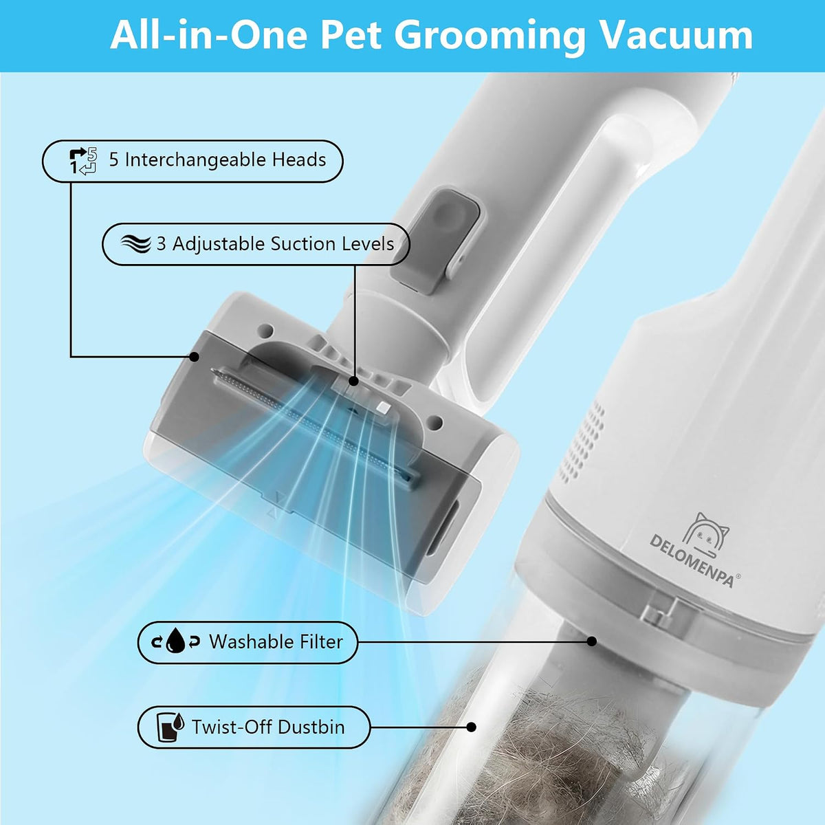 Portable cordless mini vacuum cleaner attachment cleaning pet fur from a fabric couch surface