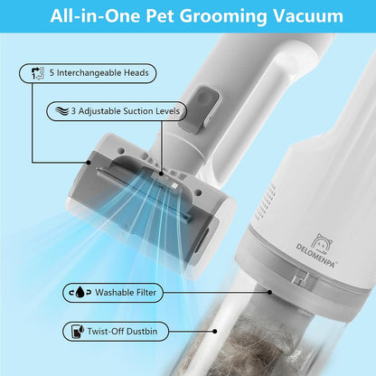 Portable cordless mini vacuum cleaner attachment cleaning pet fur from a fabric couch surface