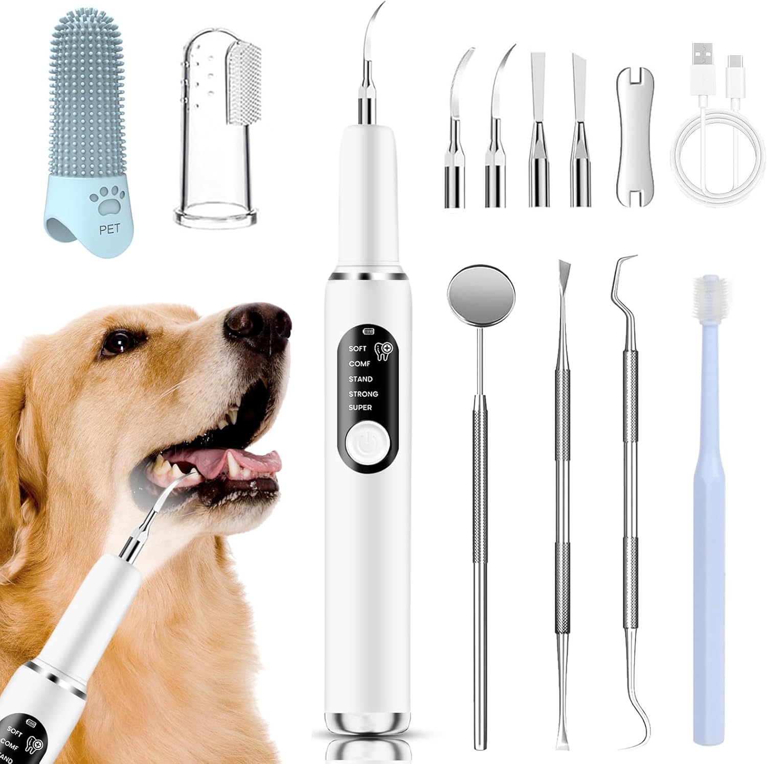 Pawsion ultrasonic dog plaque and tartar remover kit front view