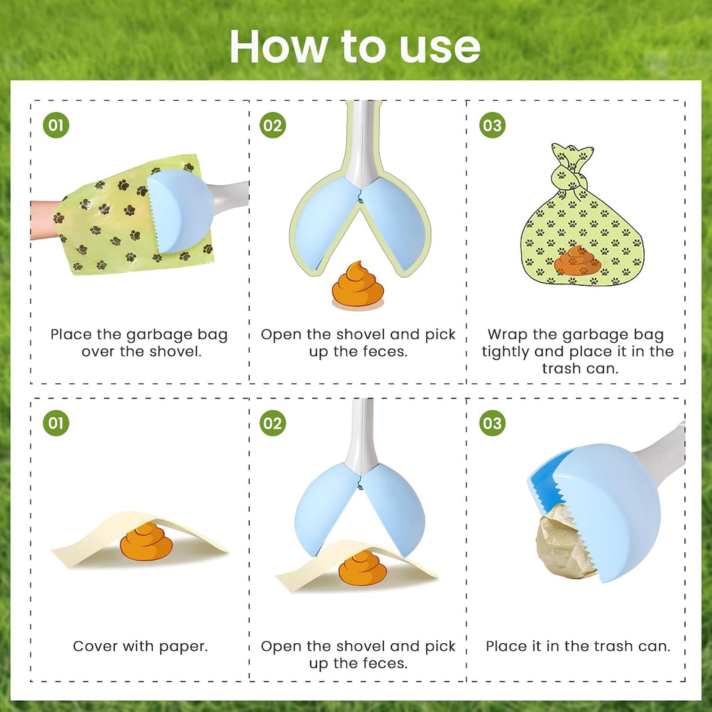 One handed pet waste scooper cleaning gravel and lawn paths safely