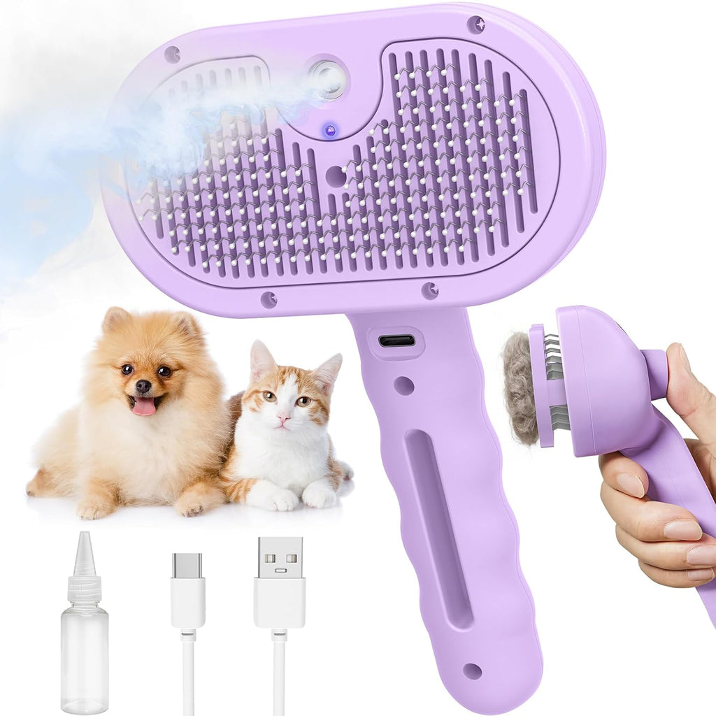 Dog Brush Cat Brushes for Shedding,Pet Steam Brush for Dogs Cats Spray Hair Removal Comb Steam Grooming for Long Short Haired Pets,Anti-Static Self Cleaning Grooming Tool Removes Loose Hair,white - Image 9