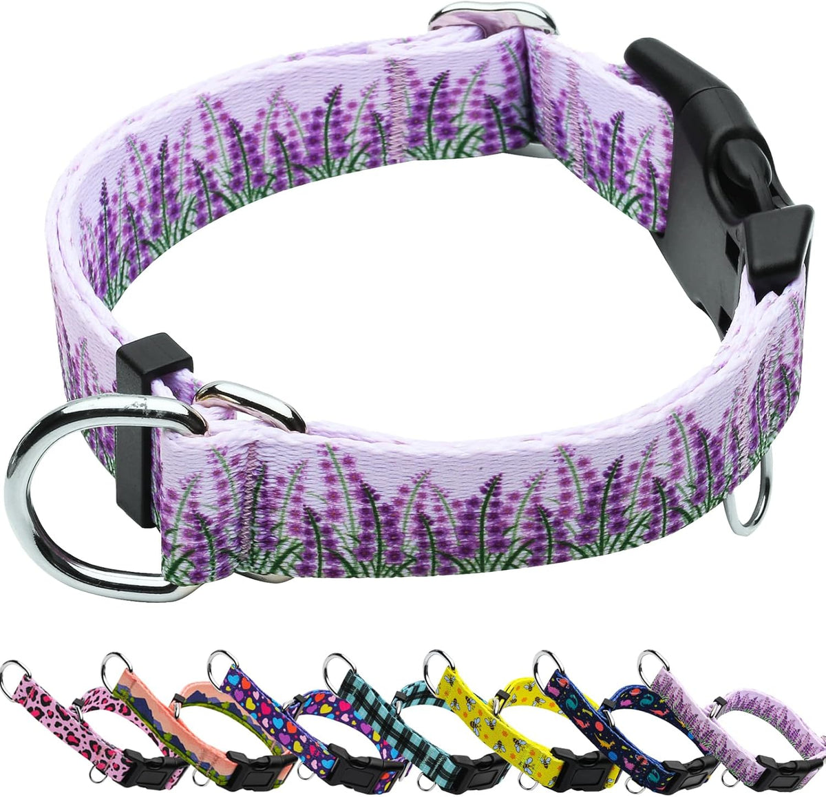 Martingale Collar for Dogs with Buckle Floral No Pull Training Dog Collars (Purple Floral, Medium) - Image 14