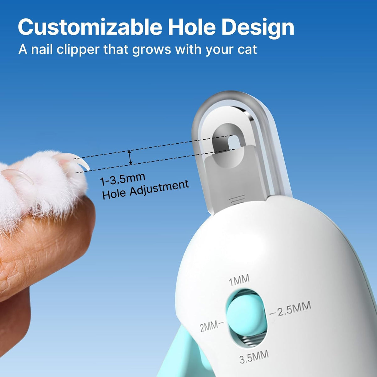 Close up view of YOOIU stainless steel blades designed for precise cat grooming