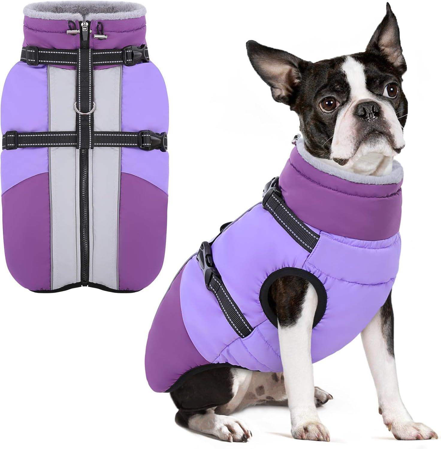 Dog Coat, Warm Dog Jacket with Harness Built in, Waterproof Pet Winter Coat Snowsuit with Zipper, Reflective Fleece Jacket for Extra Large Dogs, Weimaraner, Red XXL - Image 12