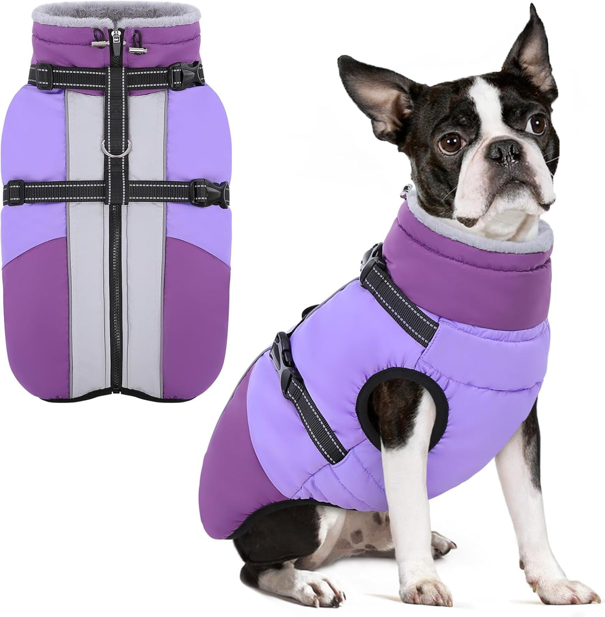 Dog Coat, Warm Dog Jacket with Harness Built in, Waterproof Pet Winter Coat Snowsuit with Zipper, Reflective Fleece Jacket for Extra Large Dogs, Weimaraner, Red XXL - Image 12