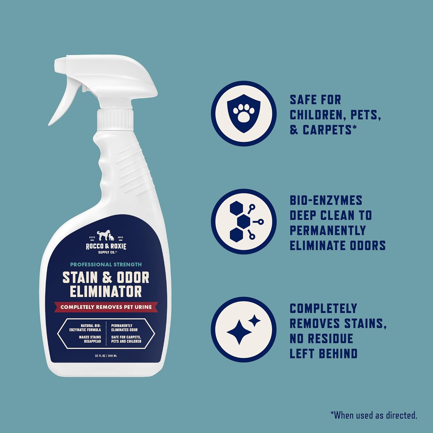 Enzyme pet odor remover spray 32 fluid ounce bottle for dog and cat urine stains