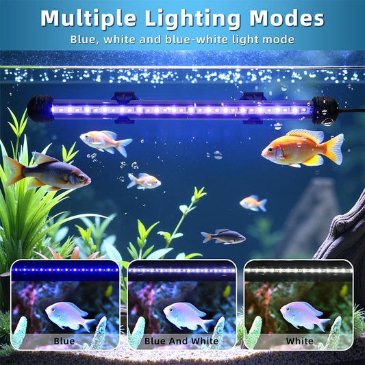 Novique four watt aquarium lamp underwater showcasing the high-strength acrylic protective shell.