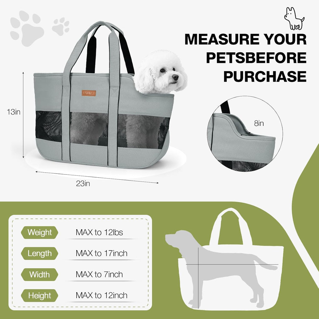 Lekereise pet tote showing breathable mesh side panels