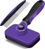2PCS Self Cleaning Slicker Brush & Dog Comb - Skin Friendly Deshedding Grooming Tool for Dogs, Cats and Small Animals, Professional Deshedding Dematting Tool for Long and Short Haired Pets (Blue) - Image 10