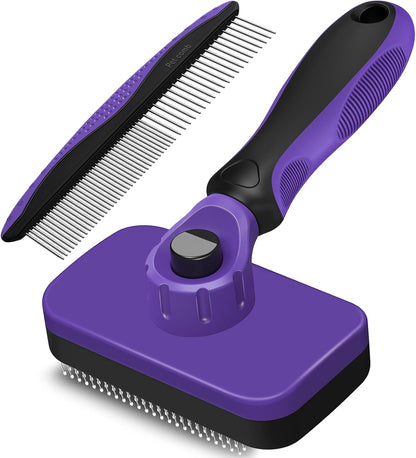 2PCS Self Cleaning Slicker Brush & Dog Comb - Skin Friendly Deshedding Grooming Tool for Dogs, Cats and Small Animals, Professional Deshedding Dematting Tool for Long and Short Haired Pets (Blue) - Image 10