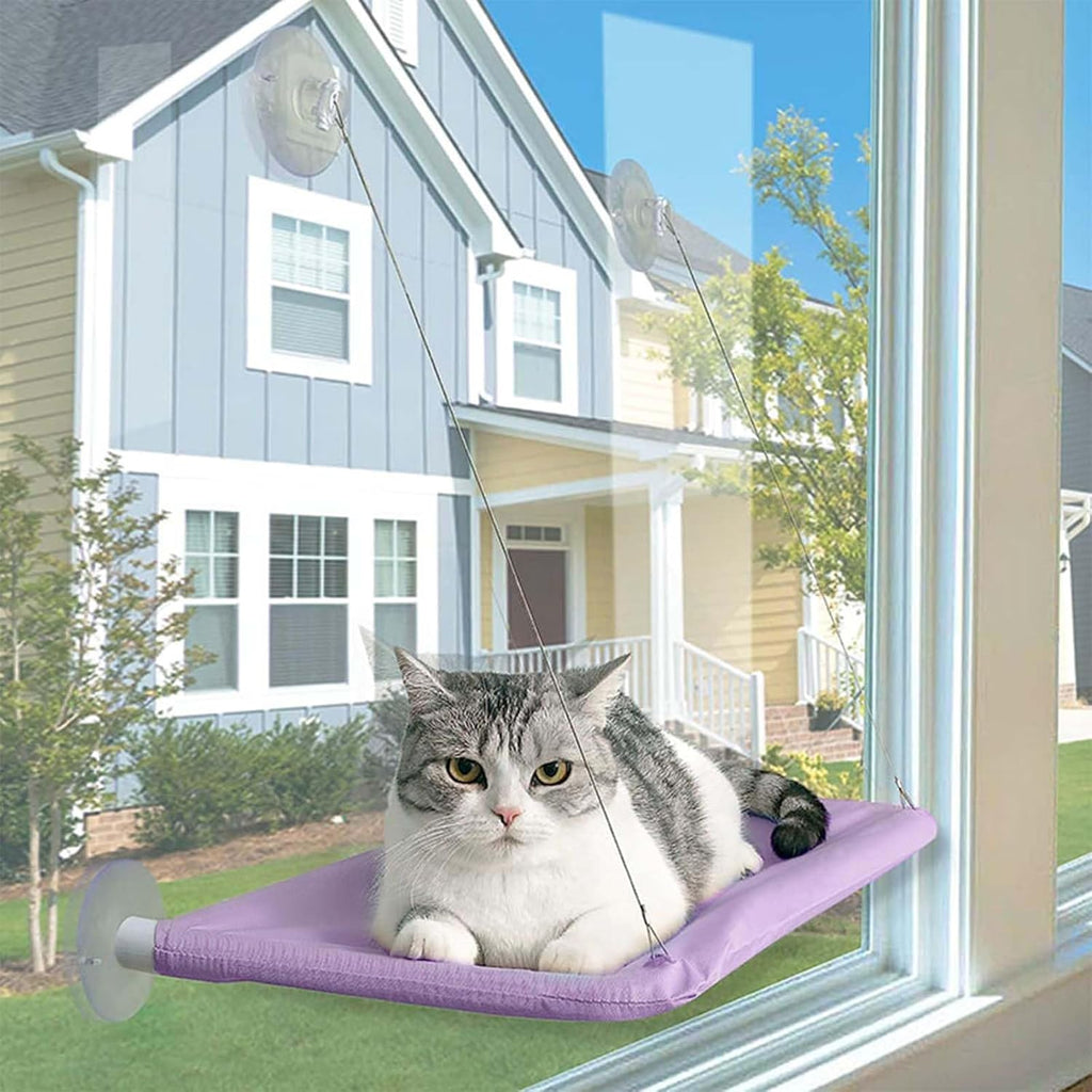 Underneath view of the space saving mounted cat bed illustrating the secure wire attachment system.
