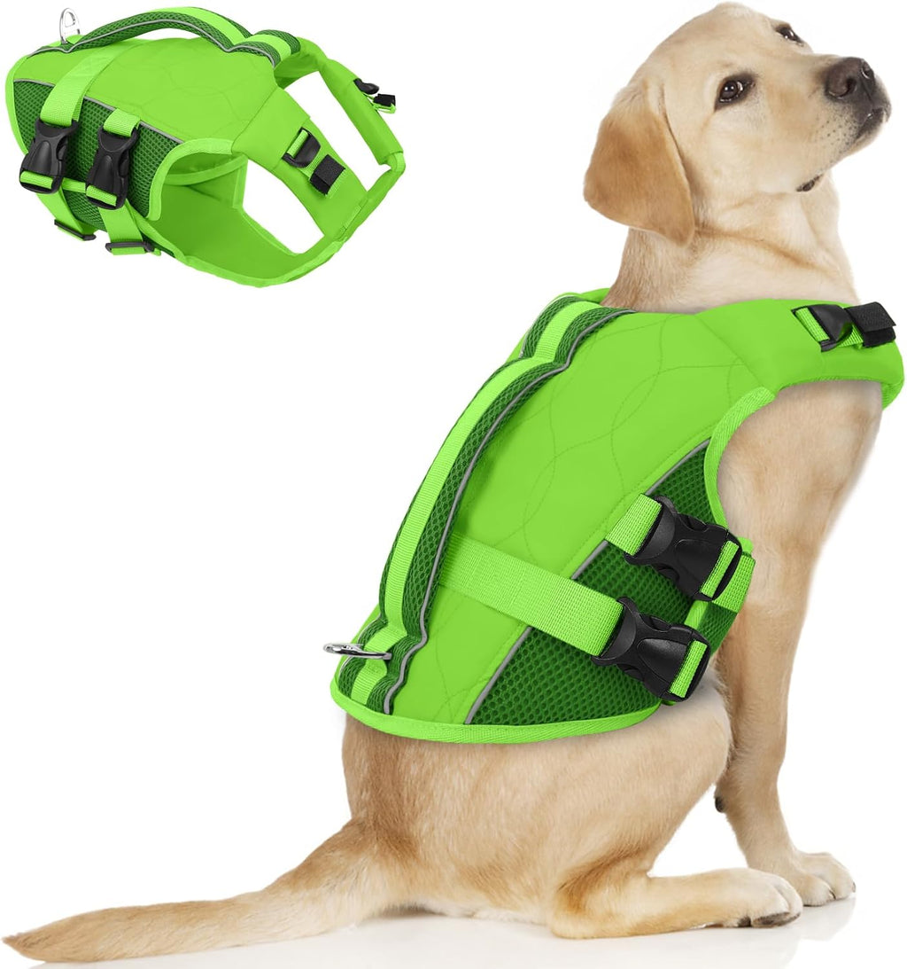 ASENKU Dog Life Jacket, High Floatation Dog Swimming Vest with Rescue Handles for Small Medium Large Dogs, Pet Safety Swimsuit Preserver for Pool Beach Boating (LakeGreen, L) - Image 14