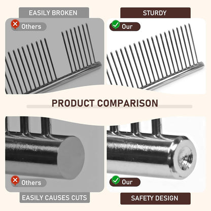 Detailed view of dual density teeth on WRW pet comb