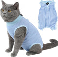 Emutol cat surgery recovery suit female medium blue front view