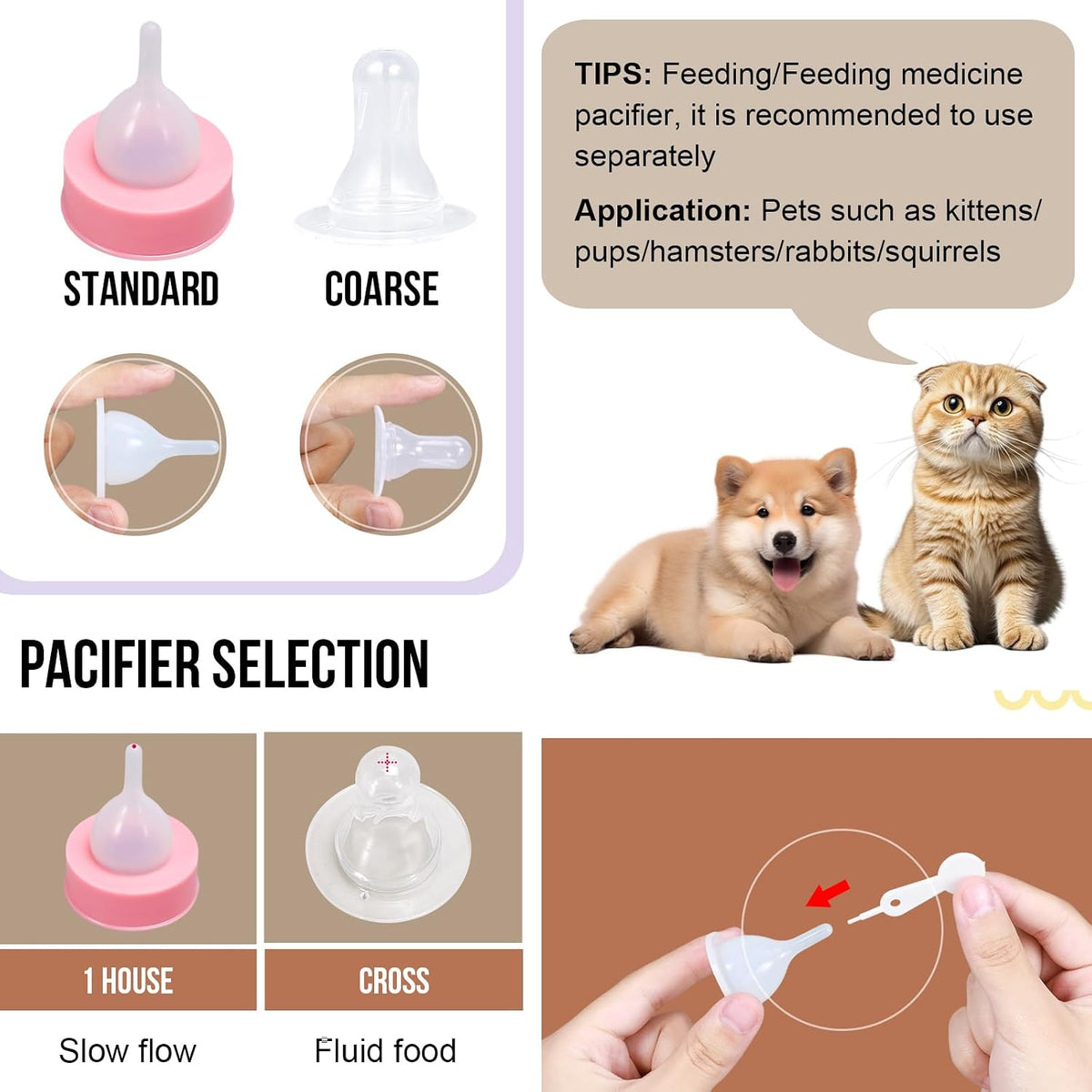 UMETASS sky blue newborn pet hand feeding kit with soft non toxic silicone nipples for kittens