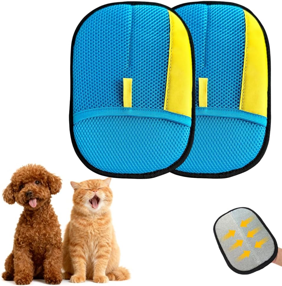 Electrostatic Gloves for Pet Hair Removal: Upgraded 2PCS Animal Fur Removal Tool for Dogs&Cats Efficient Reusable Pet Hair Remover for Couch Carpet Car Seat Clothing Quick Clean (2 pcs-Black) - Image 9