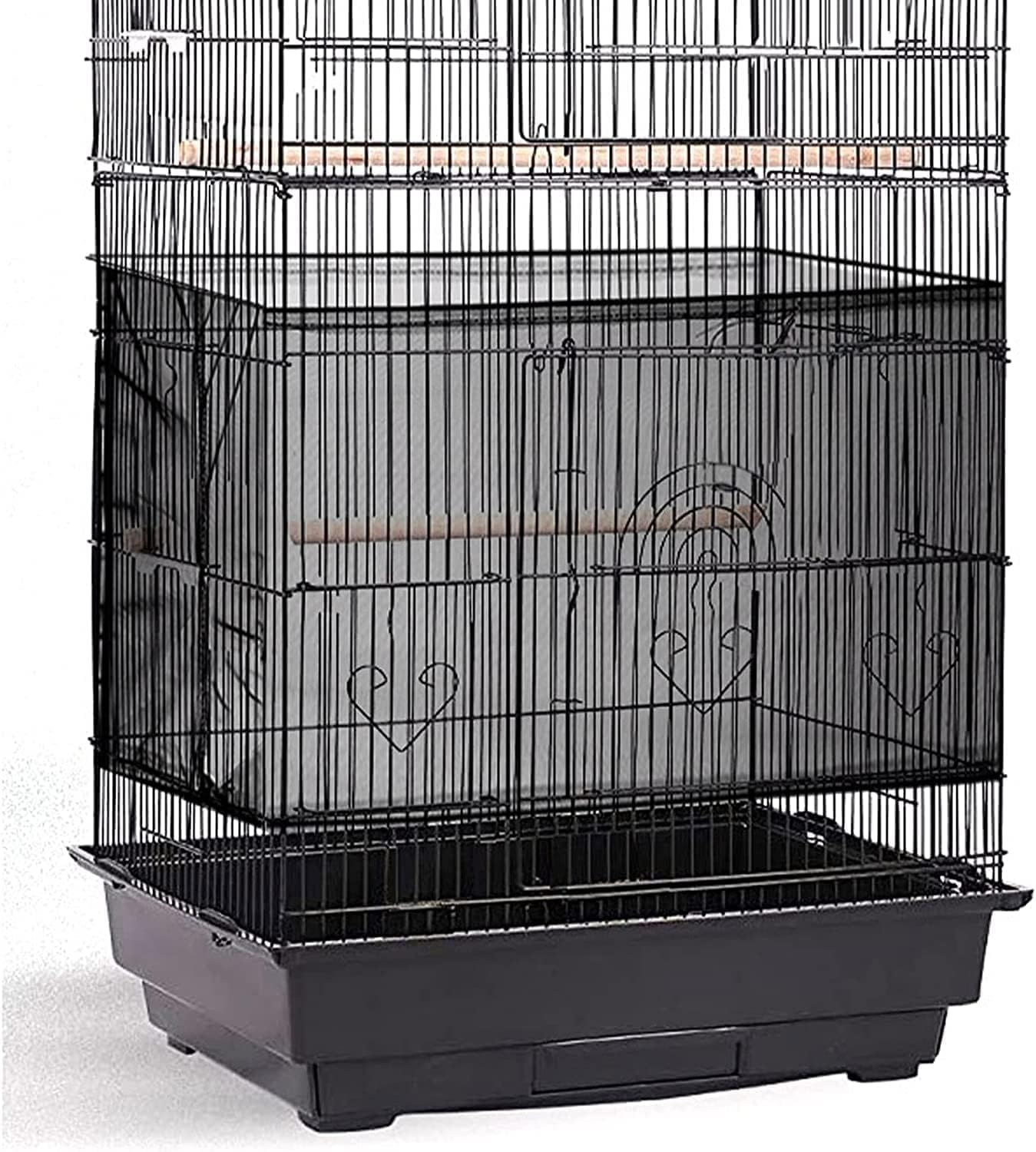 ISMARTEN protective birdcage skirt guard installed securely on a round cage.
