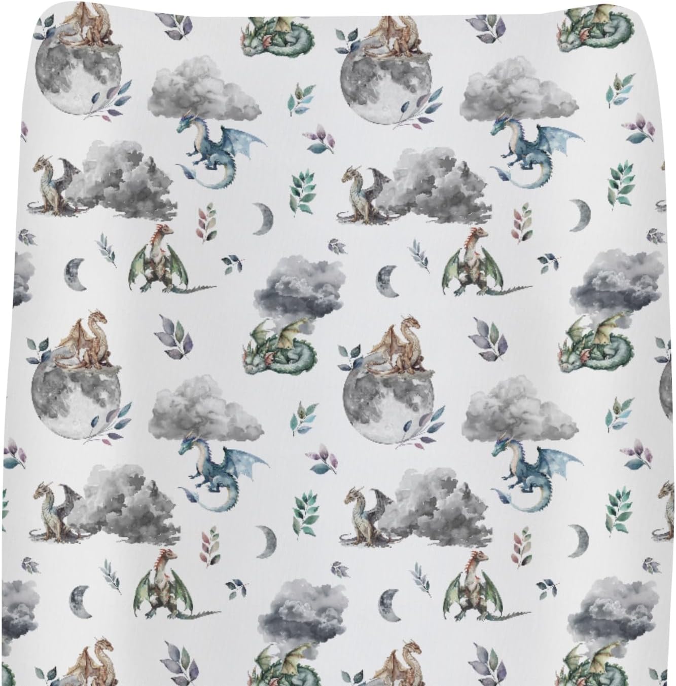 Kastlee watercolor dragon baby changing pad cover front view