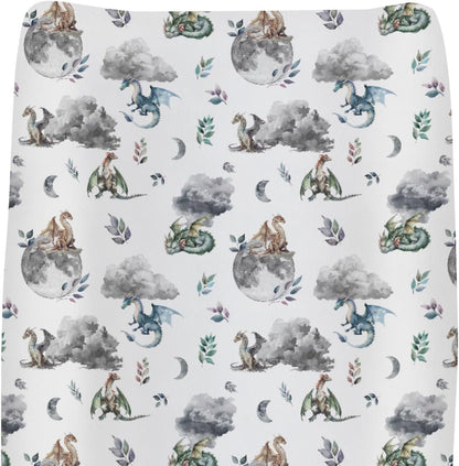 Kastlee watercolor dragon baby changing pad cover front view