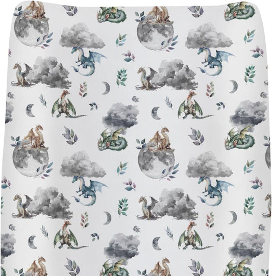 Kastlee watercolor dragon baby changing pad cover front view