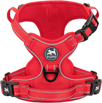 PoyPet No Pull Dog Harness, No Choke Front Lead Dog Reflective Harness, Adjustable Soft Padded Pet Vest with Easy Control Handle for Small to Large Dogs(Pink, Medium) - Image 15