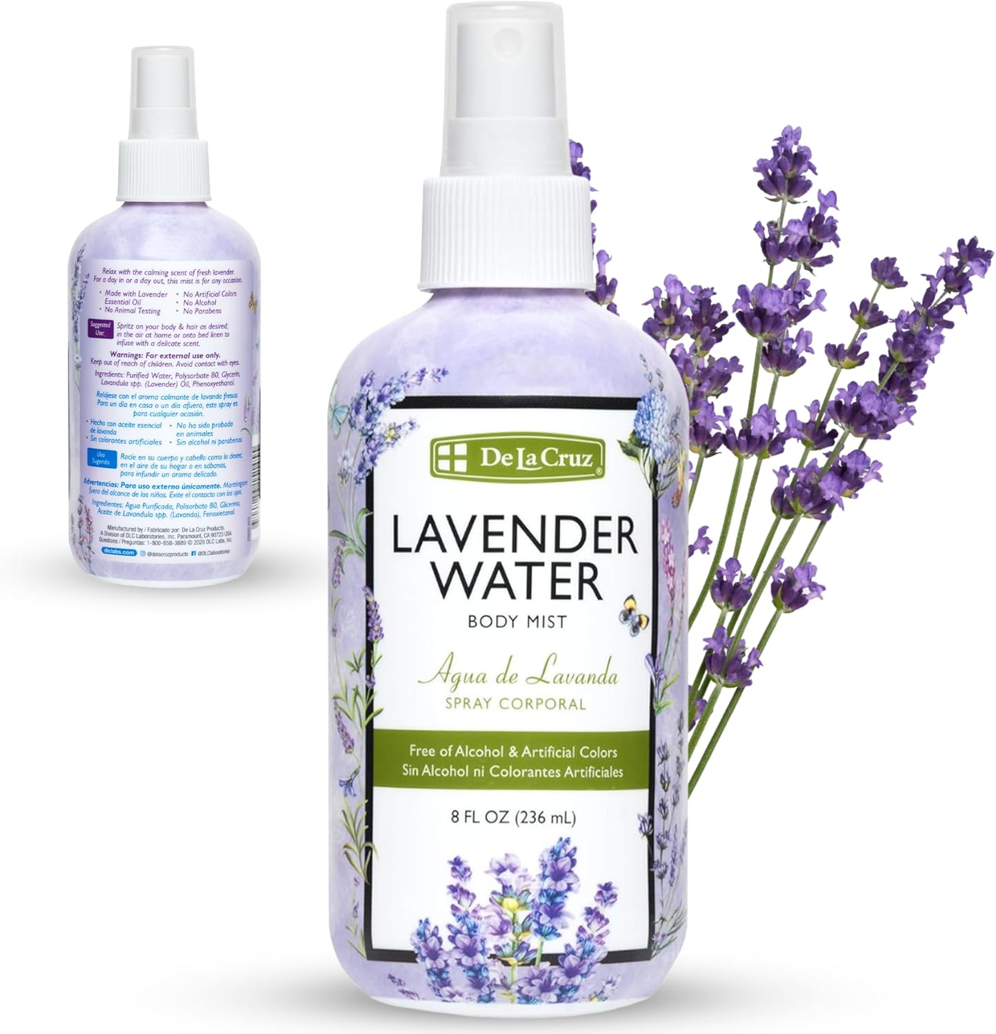 De La Cruz Lavender Water Body Mist front view packaging