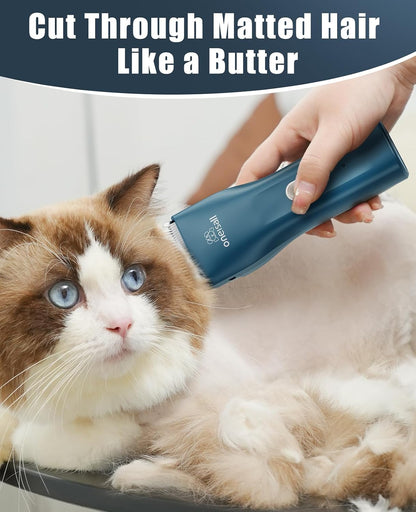oneisall Pet Clipper for Cat Matted Hair, Pet Shaver for Cats Quiet Pet Clippers Waterproof Cordless Cat Clippers for Matted Long Hair with Storage Bag (Green) - Image 9