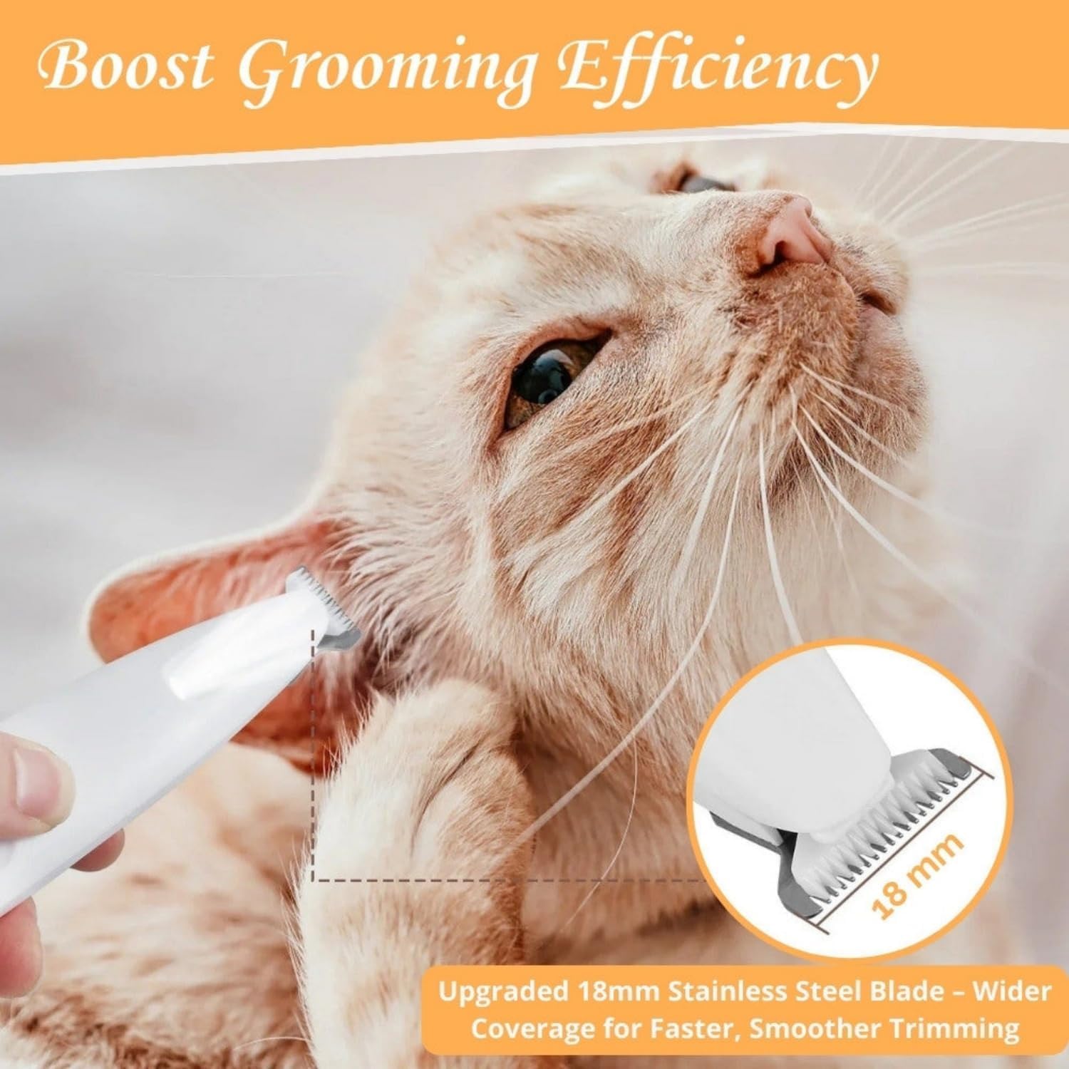 Rechargeable cordless cat trimmer with charging cable and replacement head