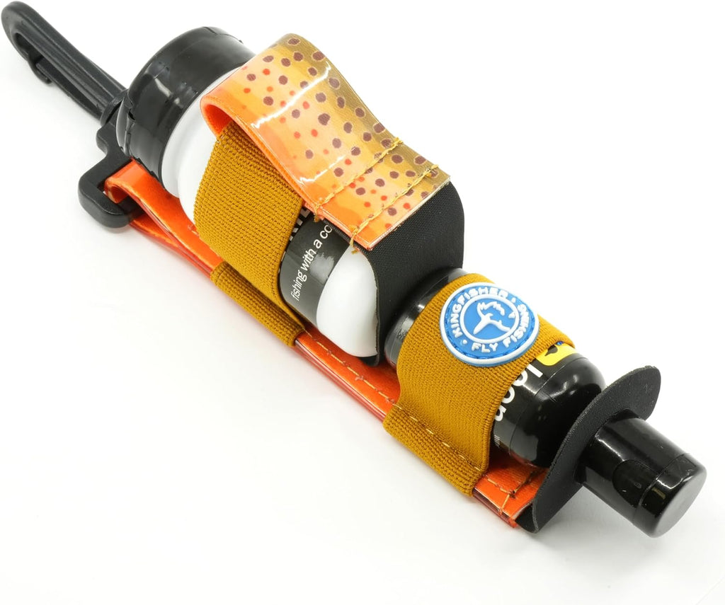 Detailed angle of the carabiner connection point on the Kingfisher holder emphasizing reliable outdoor gear security.