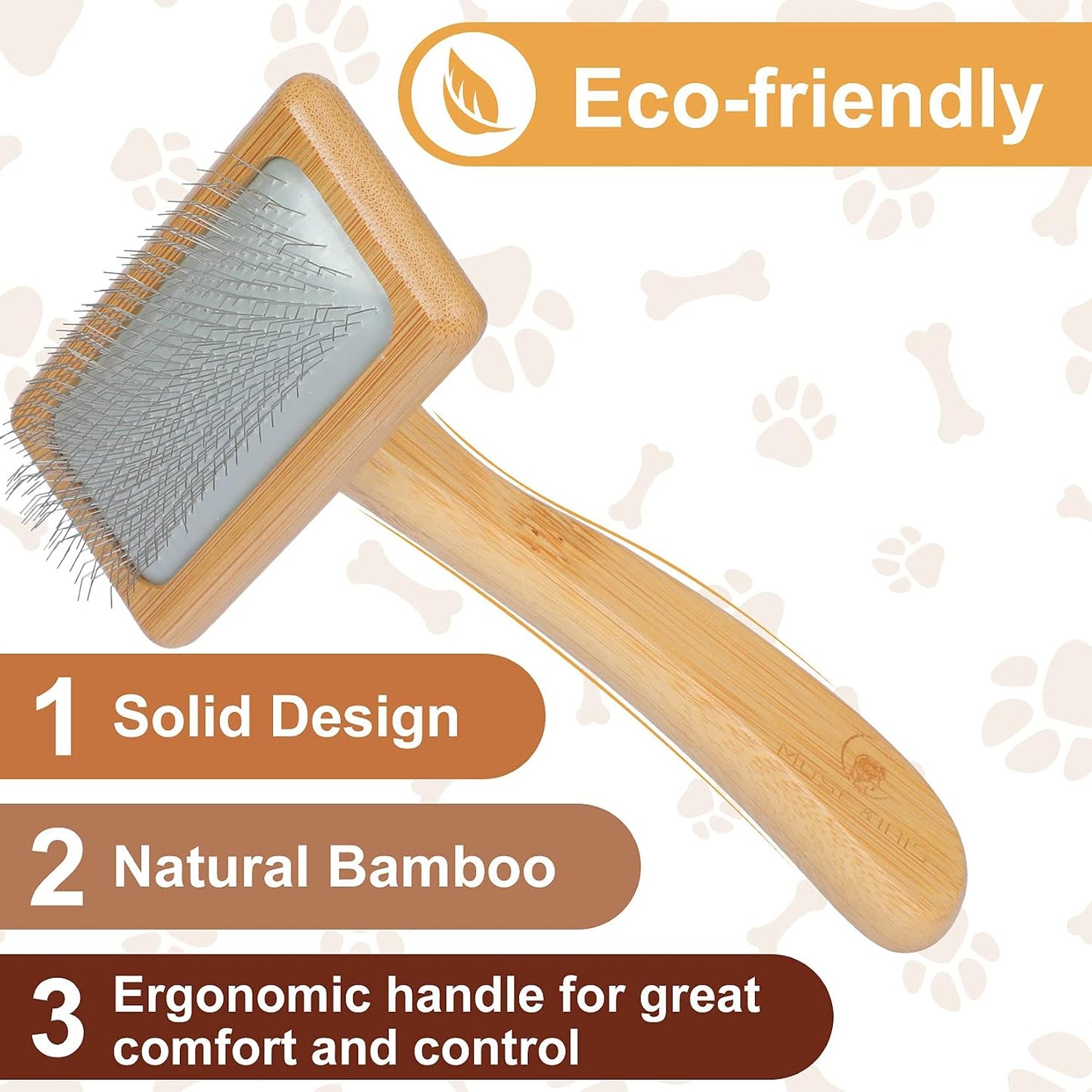 Muse And Iris elegant pet grooming brush showing the lightweight and sturdy premium build.