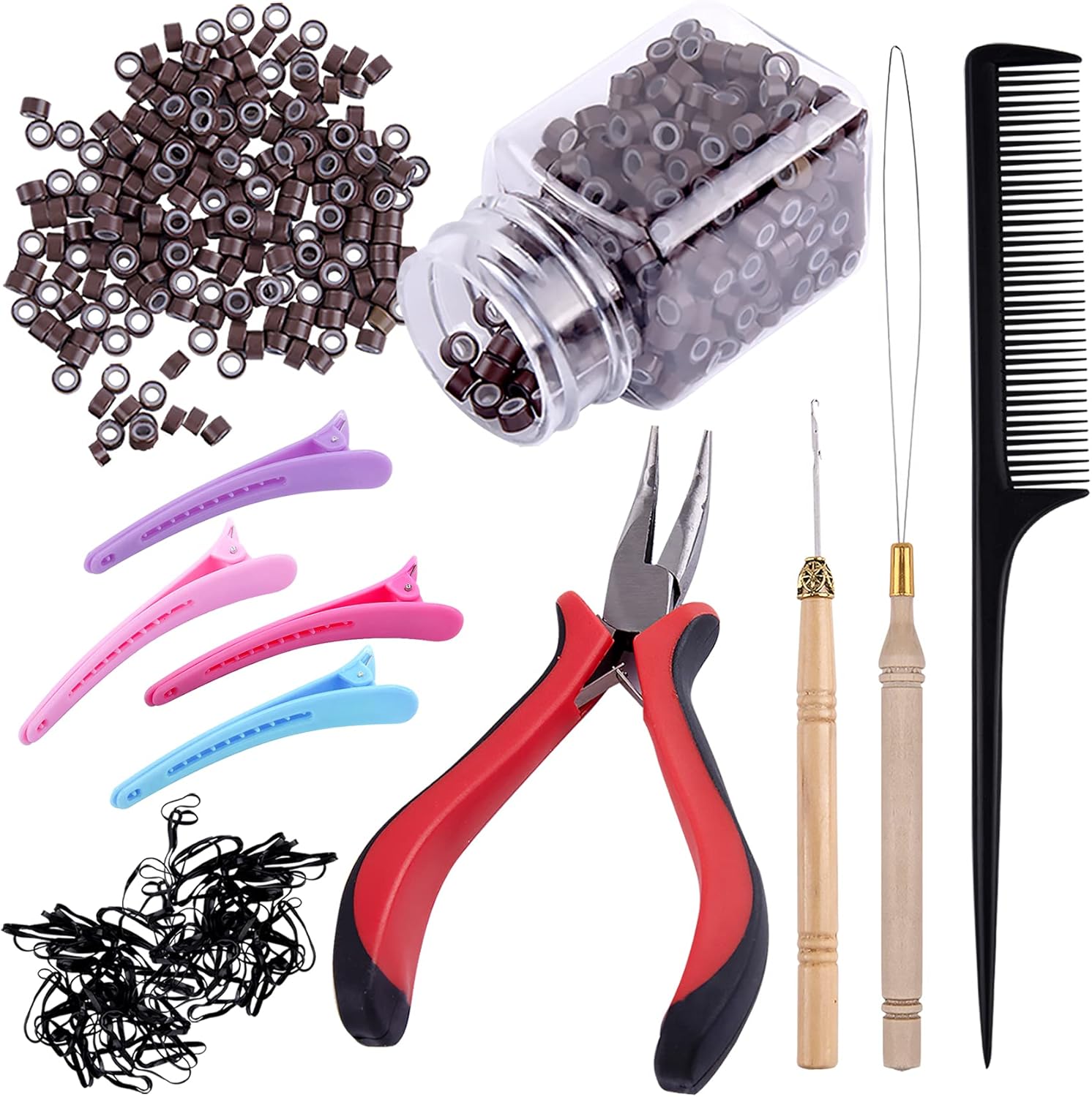 Duufin Hair Extensions Kit front view showing the complete five hundred piece professional styling set