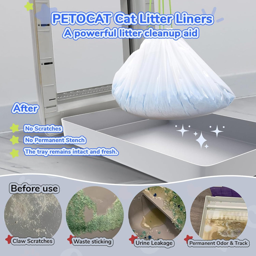 PETOCAT replacement litter bags compatible with self-cleaning crystal trays