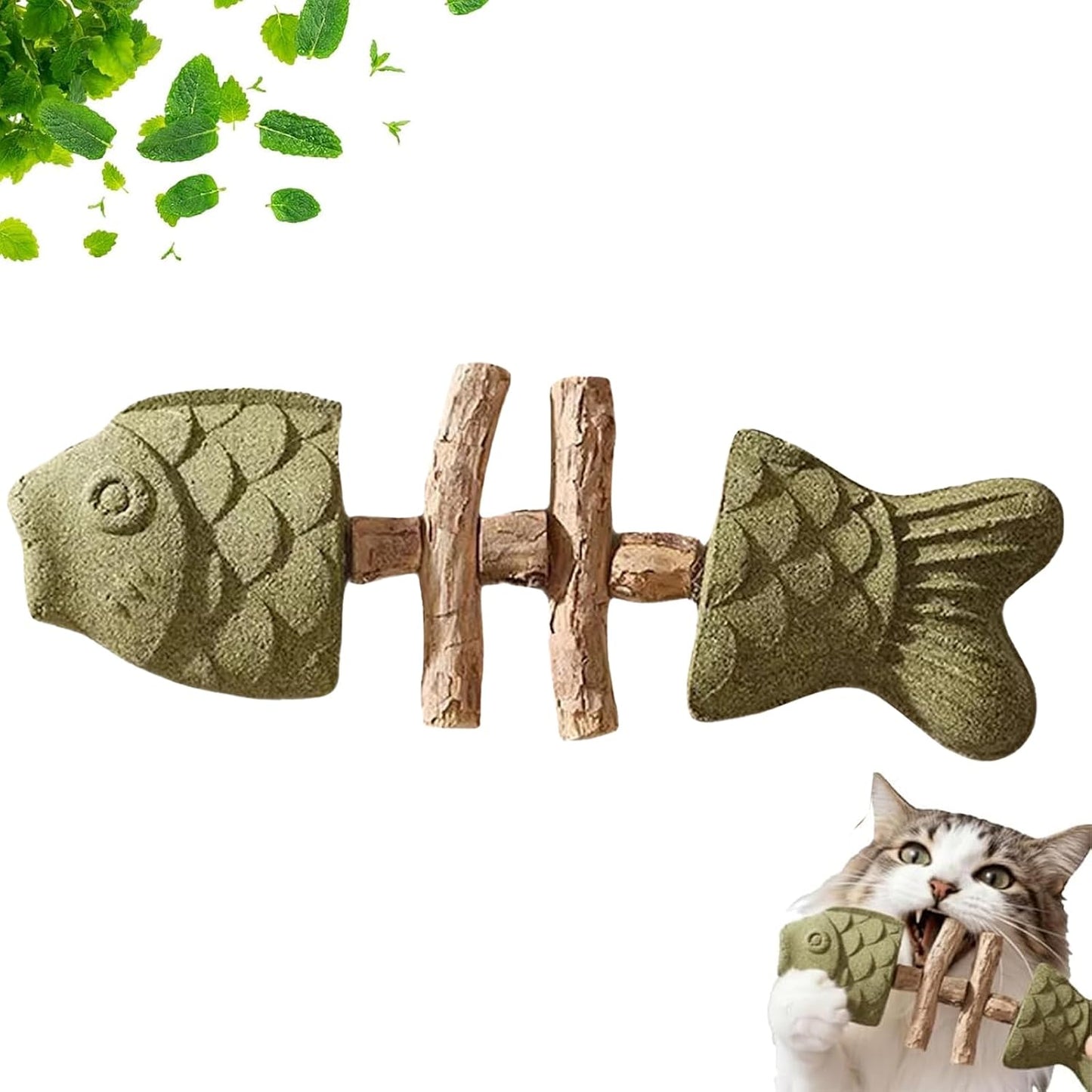 Generic creative fish bone cat dental chew toy front view