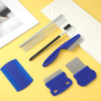 Different variations of fine and wide tooth pet brushes included in the comprehensive six pack kit.