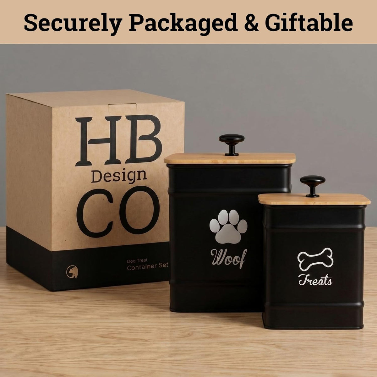 Hand reaching inside large dog treat jar for easy access