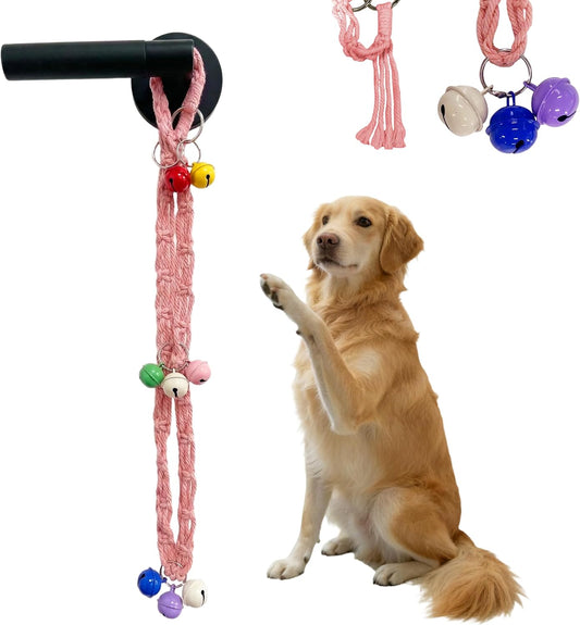 Frayot dog door bell potty training rope pink front view