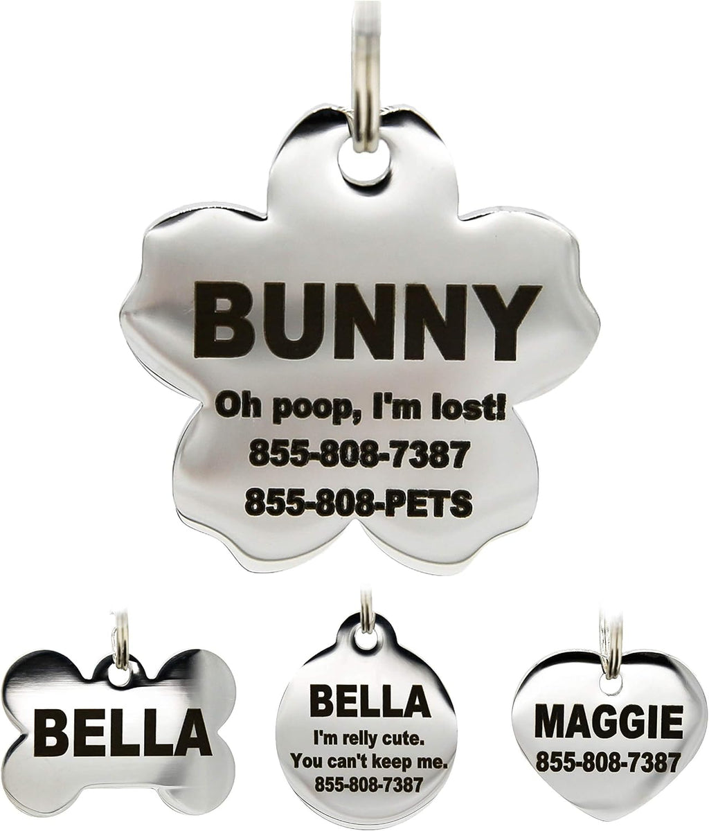 PetANTastic premium scratch resistant metal pet tag with included split ring.